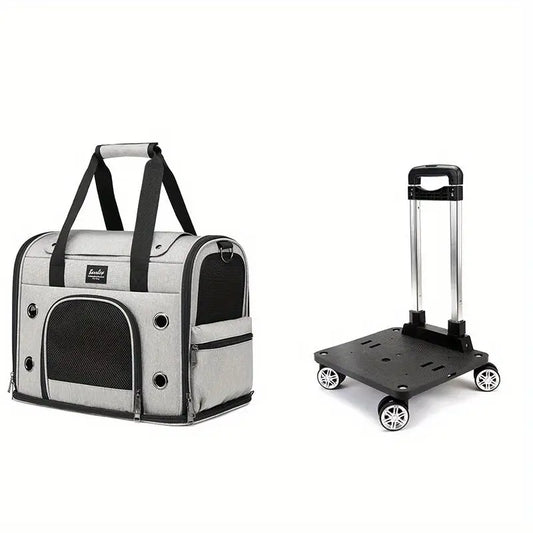 PawVoyage Convertible Pet Carrier Wheeled Backpack