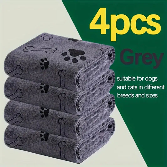4-Pack Quick-Dry Dog Towels – Soft & Absorbent